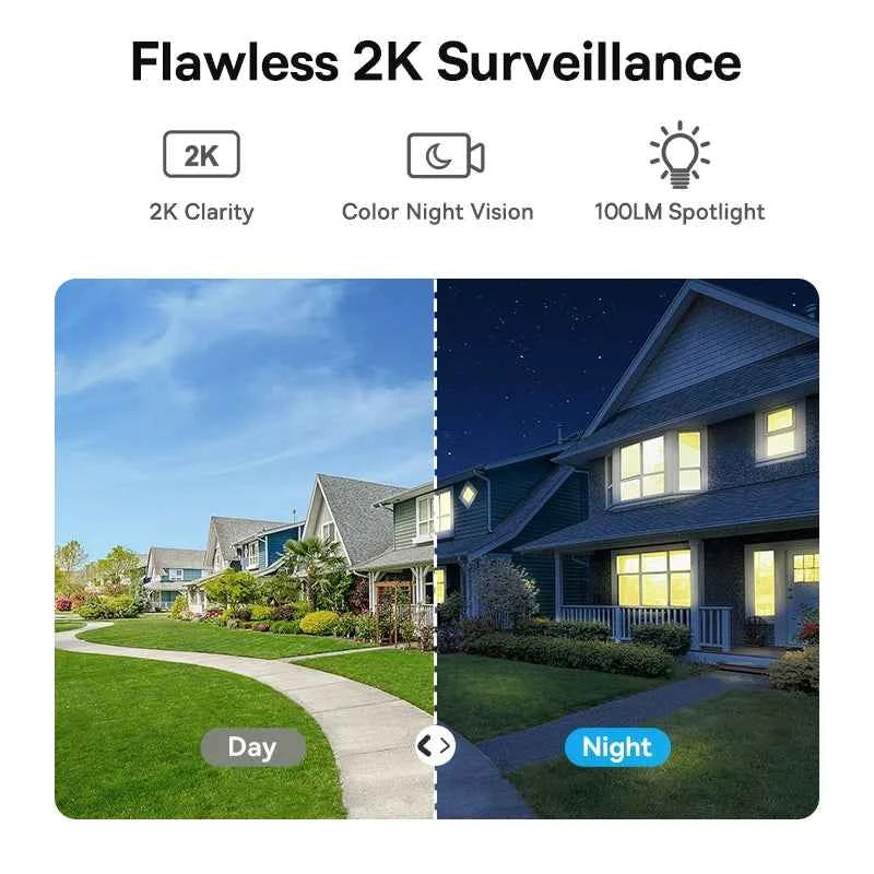 Baseus Security B1 Outdoor Camera 2K Wireless Wifi Camera Security Protection System 24/7 Recording Built-in 8GB Local Storage - Limetastore