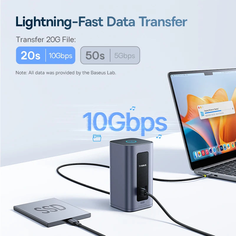 Baseus 12‑in‑1 USB‑C HUB | DisplayPort + HDMI 4K@60Hz MST, USB 3.2, RJ45, PD 100W Docking Station