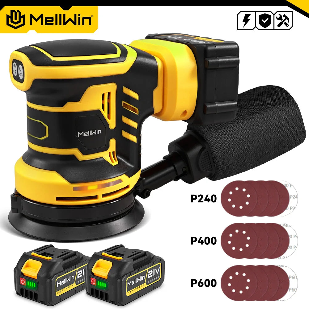 MELLWIN 125MM Electric Orbital Sander Polisher 3 Speeds Adjustable Wood Metal Sanding Polishing Tool For Makita 18V Battery Pin - Limetastore