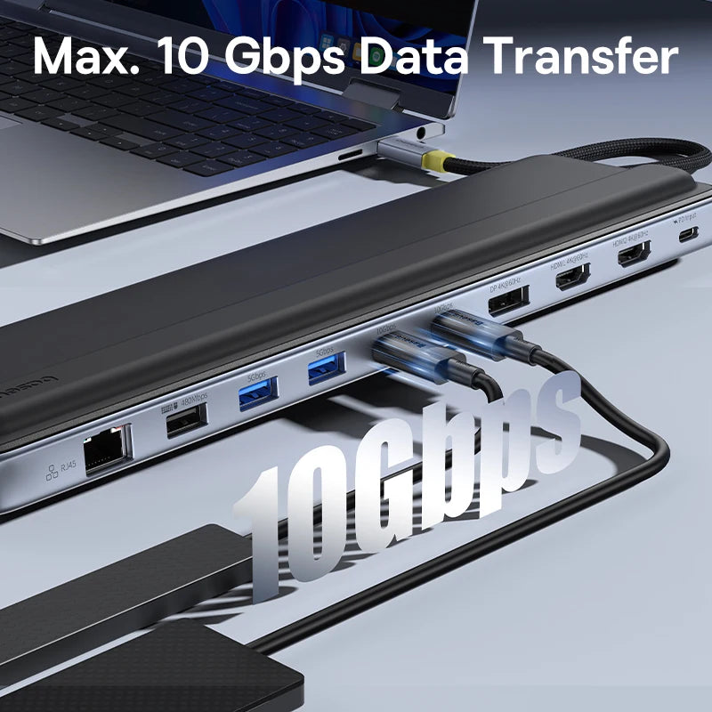Baseus EH3 12‑in‑1 USB‑C Hub | Triple Display HDMI + DP 4K@60Hz, PD 100W, Laptop Stand Docking Station