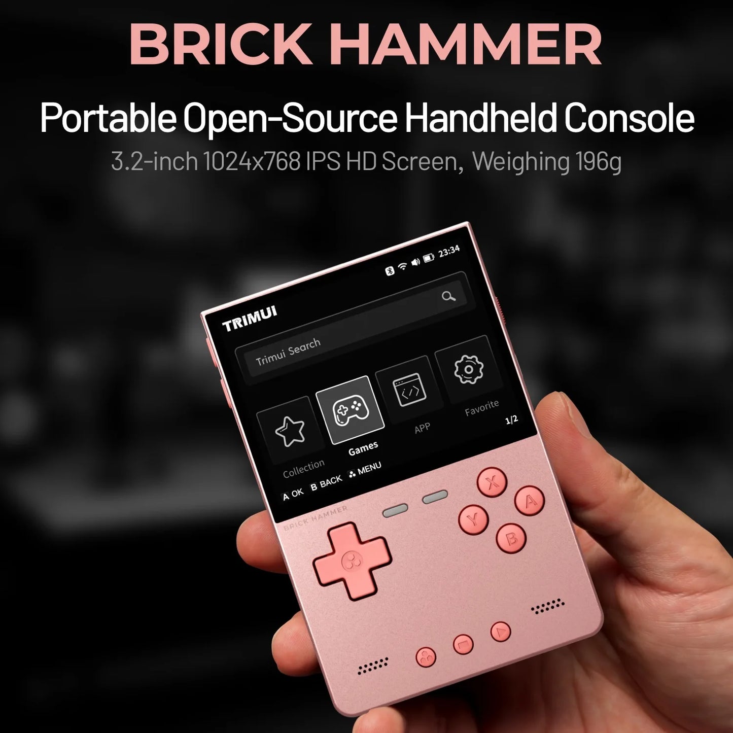 TRIMUI Brick Hammer Portable Handheld Game Player CNC Full Metal 3.2'' IPS Screen Retro Games Linux System Video Gaming Device - Limetastore