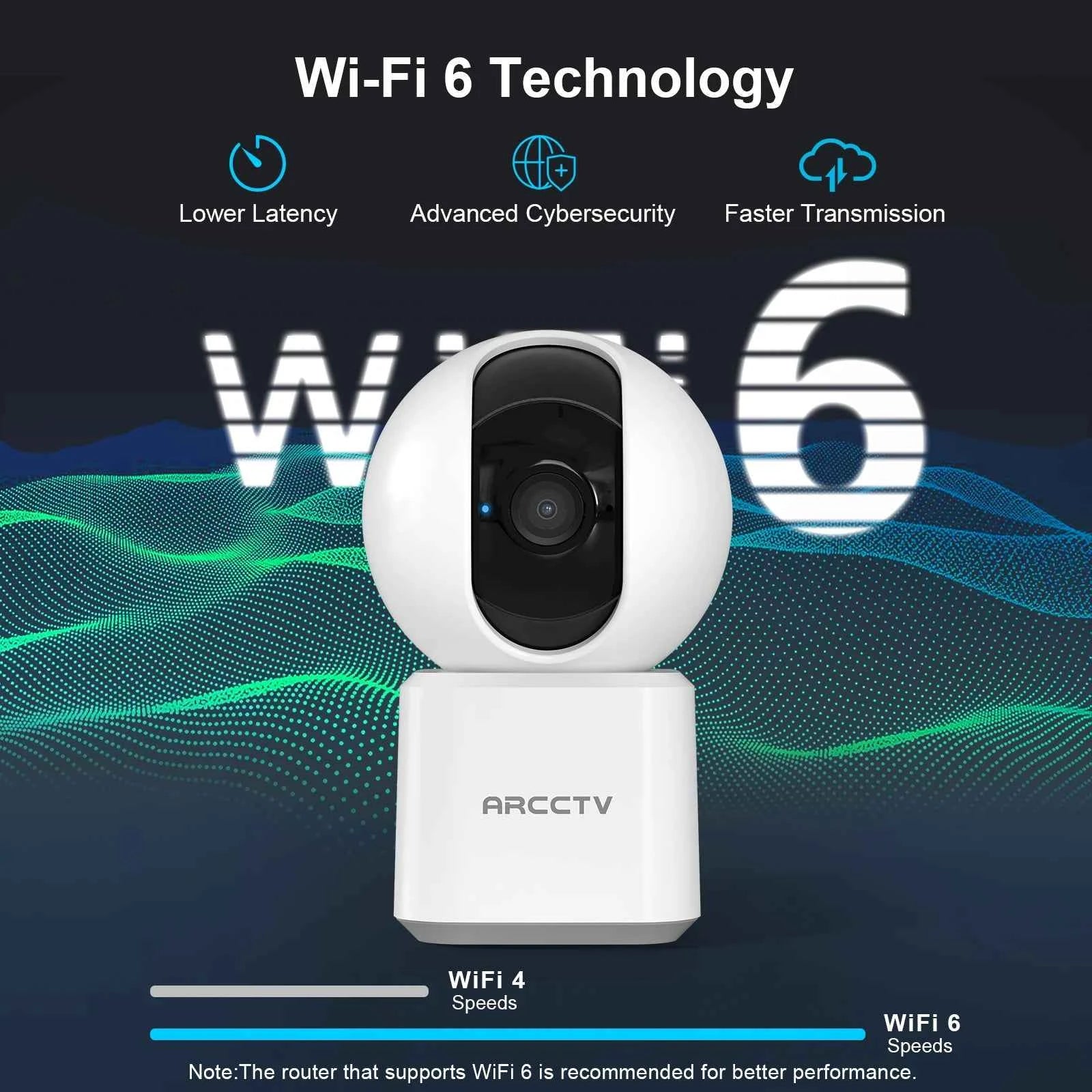 ARCCTV 4MP WiFi Surveillance Baby Monitor Camera HD Two Way Talk IR Night Vision Security PTZ Camera 360° View Auto Tracking - Limetastore