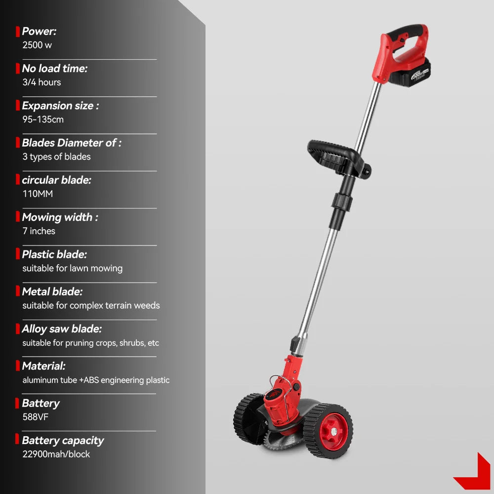 ONEVAN 20,000 RPM Cordless Grass Trimmer | Adjustable Foldable Telescopic Lawn Mower for 21V/18V Battery