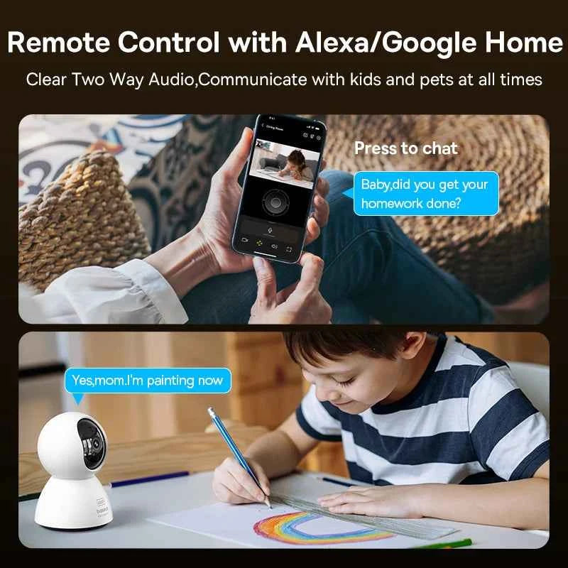 Baseus 4MP IP Camera Smart 5G WIFI Security Camera Indoor Home Protection PT 3K High Clarity Two Way Audio Surveillance Camera - Limetastore