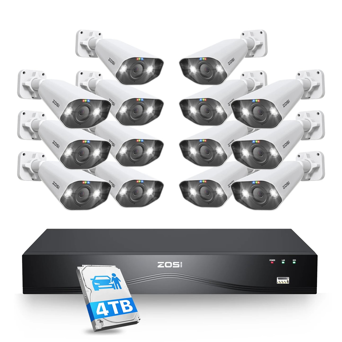 ZOSI 4K 32CH PoE Security Camera System – 8MP Ultra HD IP Cameras with AI Face