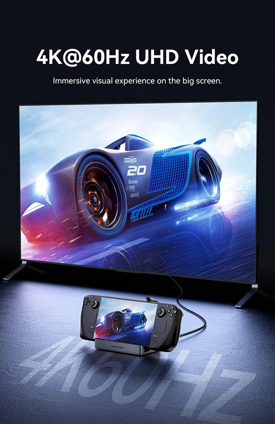 Vention USB-C priklopna postaja za Steam Deck | HDMI 4K pri 60Hz, USB 3.2 10Gbps, RJ45, SD/TF, igralno zvezdišče za več naprav