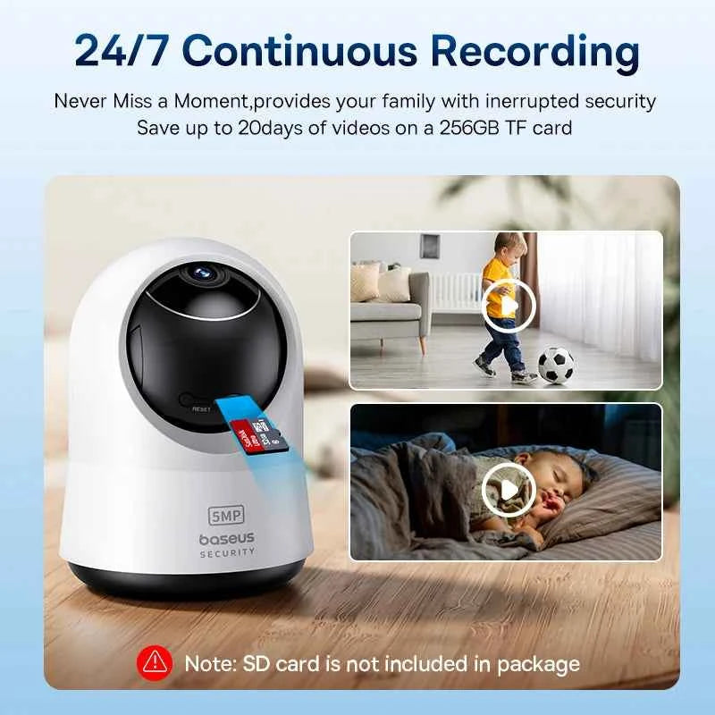 Baseus 5MP 3K WiFi IP Camera 2.4G/5G Wireless Indoor Security Protection Pan&Tilt 8x Digital Zoom Mini Cam Surveillance Cameras - Limetastore