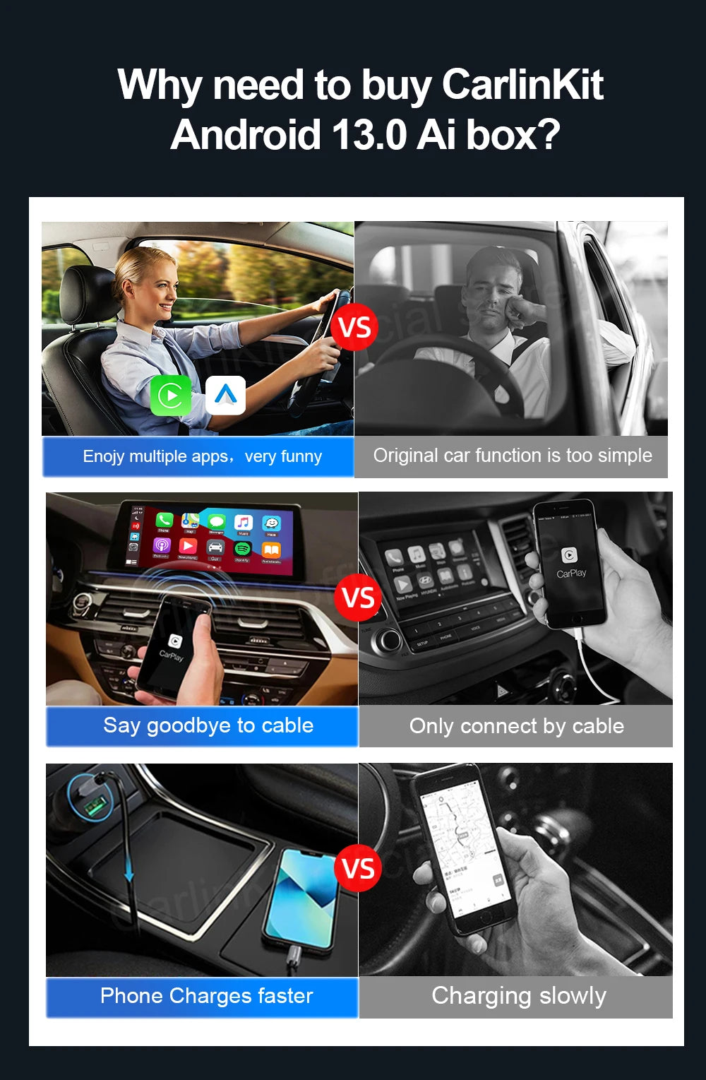 CarlinKit Tbox‑Ultra Android 15 8+128GB Wireless CarPlay AI Box