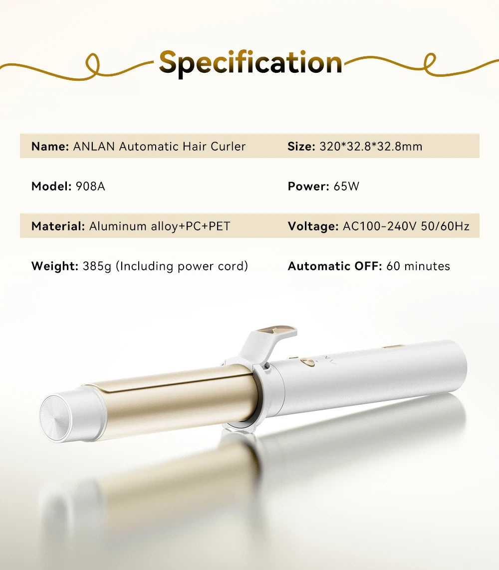 ANLAN Automatic Curling Iron | 30s Heat, Smart Temp, Ceramic Curls