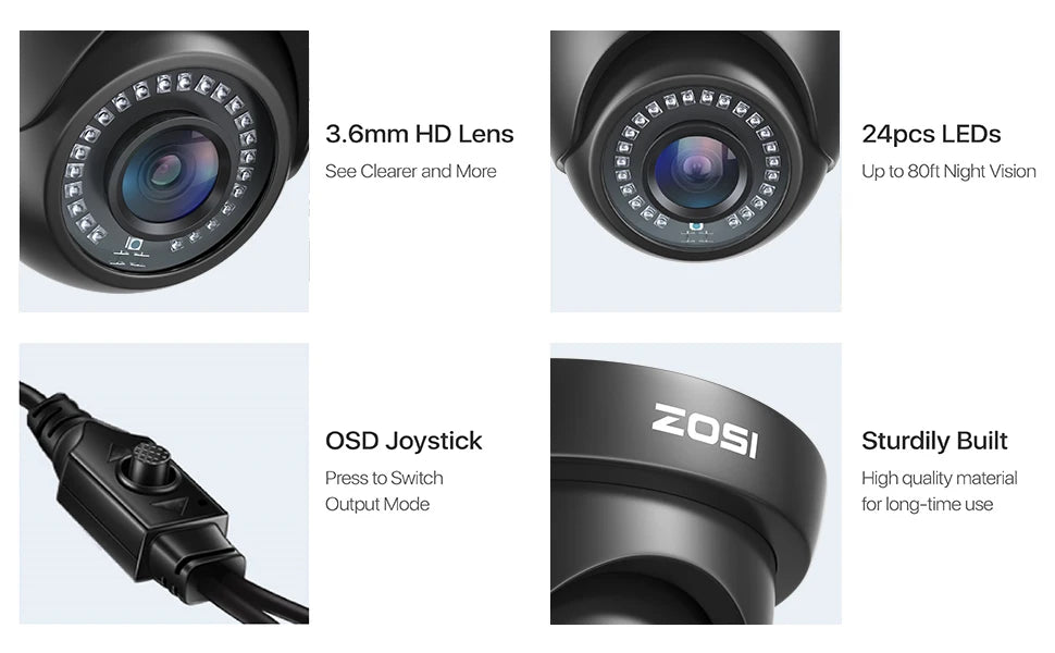 ZOSI 1080p Outdoor Security Camera – Waterproof AHD/TVI/CVI/CVBS 4‑in‑1 Surveillance Camera