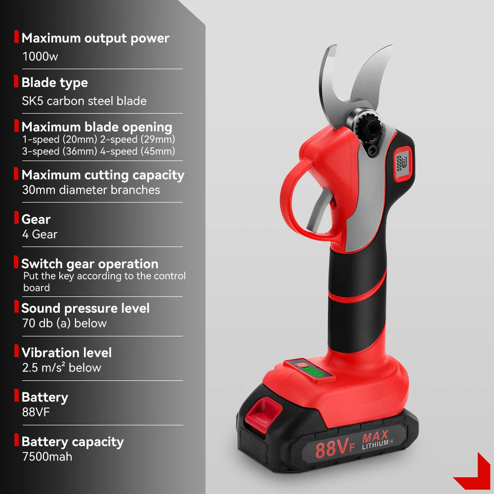 ONEVAN 30mm Brushless Electric Pruner | 1000W Cordless Branch Cutter