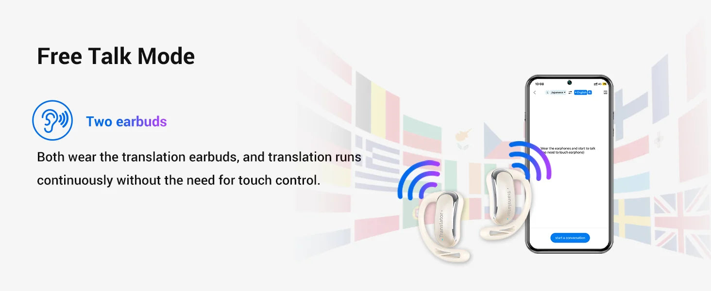 Wooask F56 OWS Translator Earbuds 144 Languages Real-Time