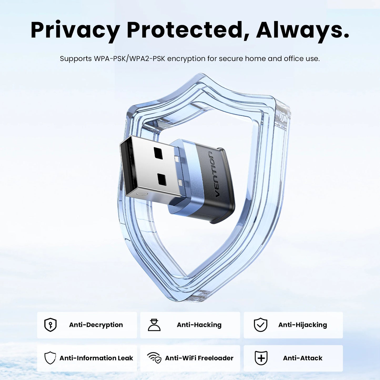 Vention WiFi 6 AX900 USB Adapter | Dual‑Band 2.4/5GHz Wireless Dongle for Windows PC & Laptop