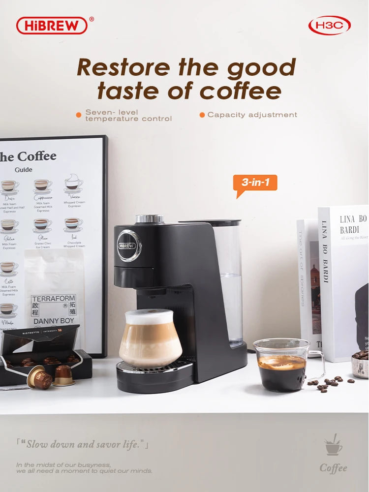 HiBREW H3C – 3‑in‑1 Multi‑Capsule Coffee Machine | Hot & Cold Brewing | Compatible with DG