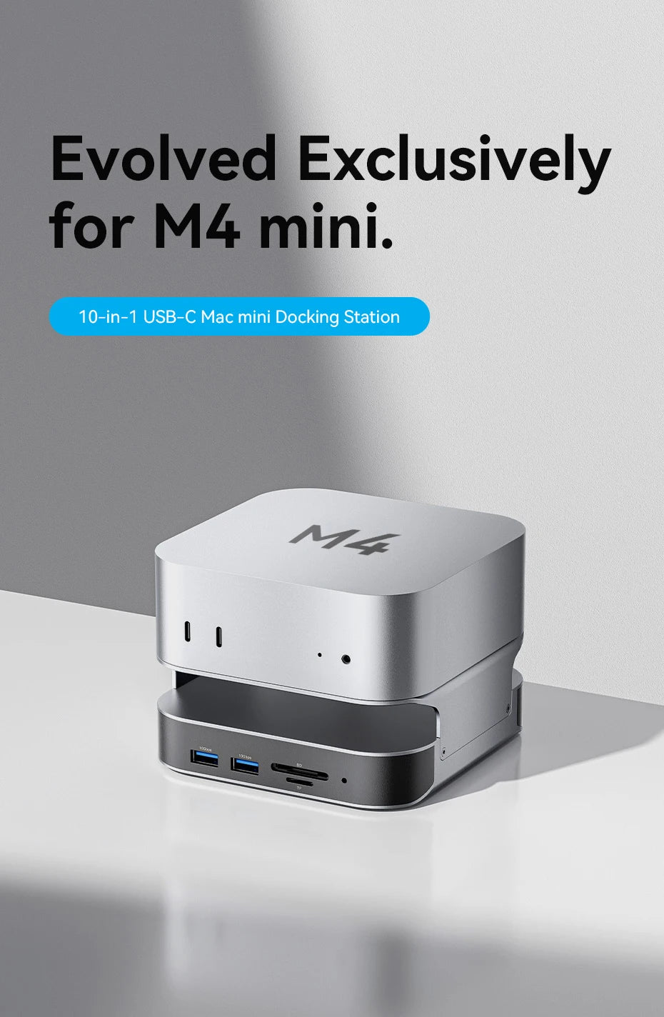 Vention USB‑C Dock for Mac Mini M4/M4 Pro | DP 4K240Hz, M.2 NVMe, USB 3.2 10Gbps, SD/TF