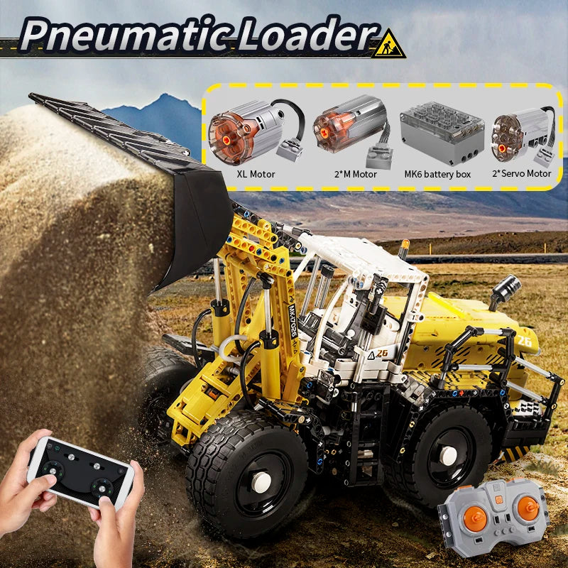 Mould King 17026 RC Pneumatic Loader L550 – Motorized Engineering Truck Building Block Set for Kids & Collectors - Limetastore
