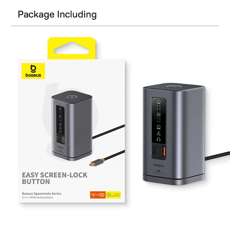 Baseus 12‑in‑1 USB‑C HUB | Dual HDMI 4K@60Hz, USB 3.2, RJ45, SD/TF, PD 100W Docking Station