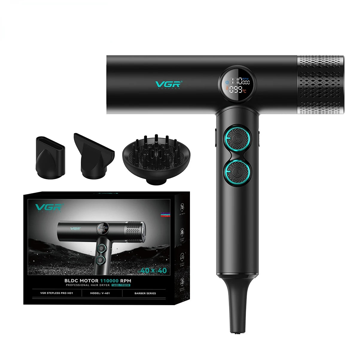 VGR Hair Dryer Professional Hot and Cold Adjustment 110000 RPM Hair Dryer Machine Powerful Hair Salon for Household Use V-401