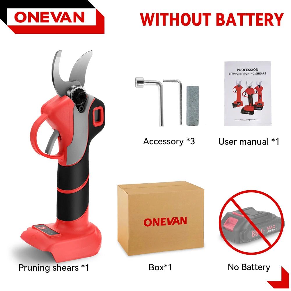 ONEVAN 30mm Brushless Electric Pruner | 1000W Cordless Branch Cutter