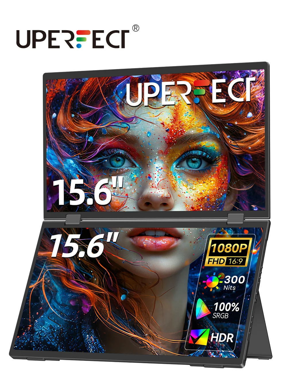 UPERFECT 15.6" Portable Dual Monitor - 1080P FHD IPS Folding Laptop Screen Extender with USB-C Plug & Play for Gaming and Travel - Limetastore