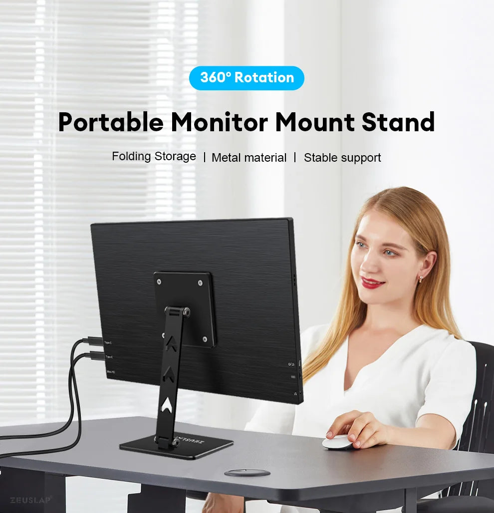 ZEUSLAP vrtljivo prenosno stojalo za monitor | Kovinsko namizno stojalo, združljivo z VESA standardom