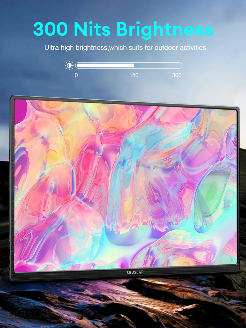 ZEUSLAP 14" Portable Monitor | 1920×1200 WUXGA, 16:10, 100% sRGB, 300 nits