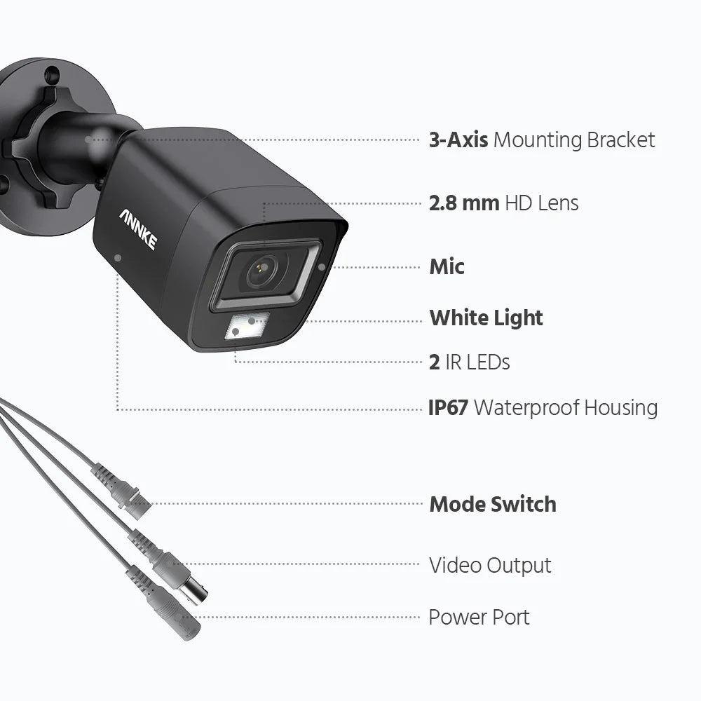ANNKE 6MP HD IP67 Weatherproof Two Way Audio in Cameras Kit Indoor Outdoor H.265+ Analog CCTV Security Camera Built in Mic
