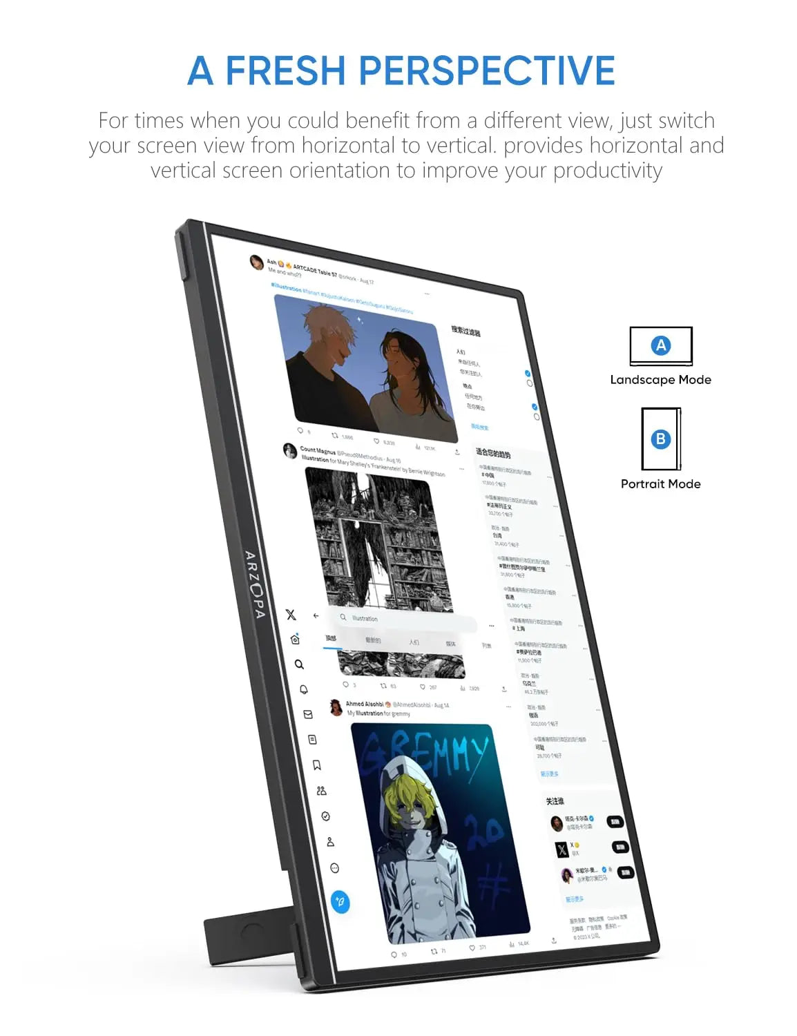 ARZOPA A1S 14" Portable Monitor | 1080P FHD, IPS, USB‑C & HDMI, Ultra‑Slim Travel Display