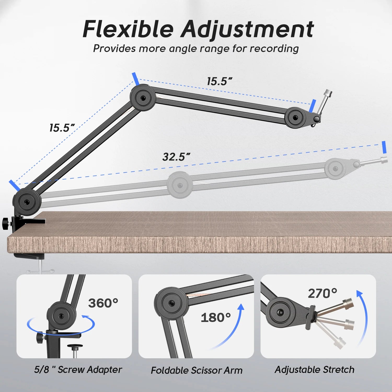 FIFINE BM63 Heavy-Duty Microphone Boom Arm | Adjustable Scissor Stand