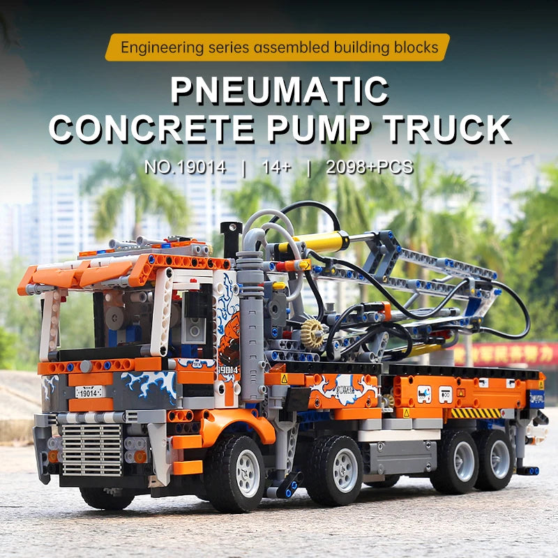 Mould King 19014 Pneumatic Concrete Pump Truck | RC Technical Construction Vehicle Building Set - Limetastore
