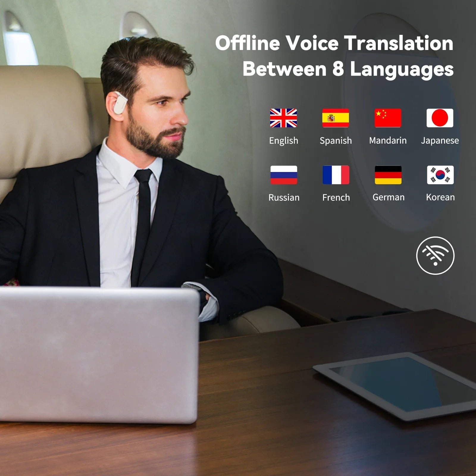 Wooask M9 Translator Earbuds 144 Languages 8 Offline Two-Way Real-Time