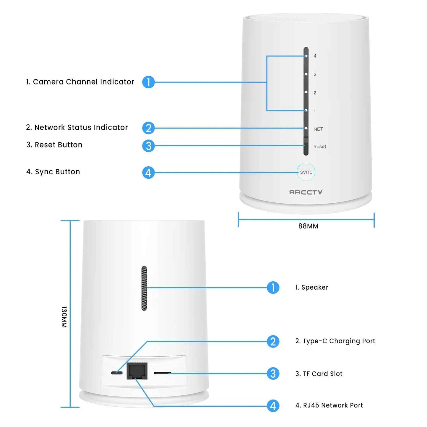 ARCCTV 4MP Wifi Solar Battery Camera Kit Surveillance Security System Humanoid Detection Siren Alarm Outdoor Wireless Camera Set - Limetastore