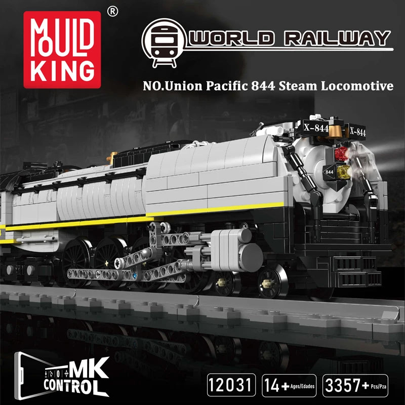 Mould King 12031 Technical Car Building Block Remote Control Union Pacific 844 Steam Locomotive Model Assembly Train Brick Toys - Limetastore