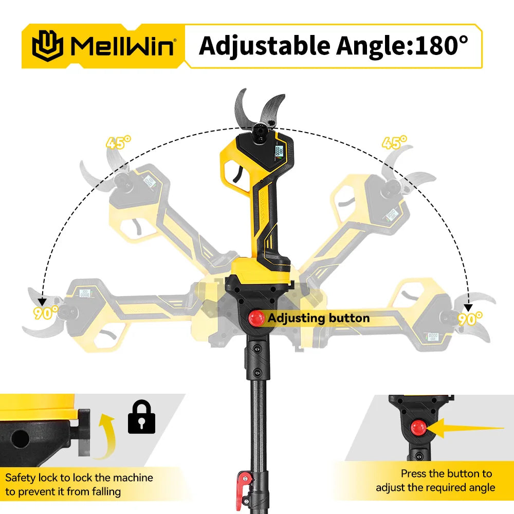 MELLWIN Brushless 50MM Electric Pruner Shear With 180CM Telescoping Pole Garden Pole Pruner Shear Tool For Makita 18VBattery Pin - Limetastore