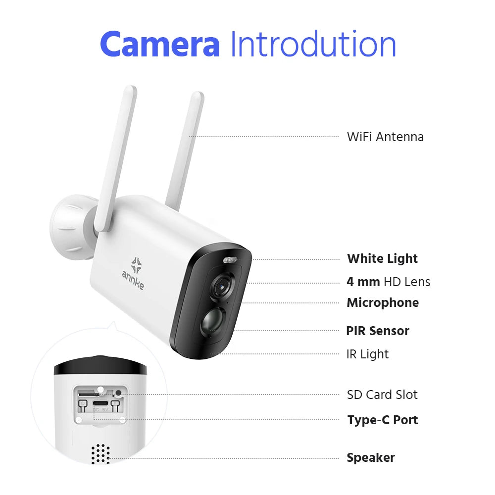 ANNKE 4MP Solar CCTV System | 10CH NVR, 5MP PTZ WiFi Cameras, PIR & Color Night Vision