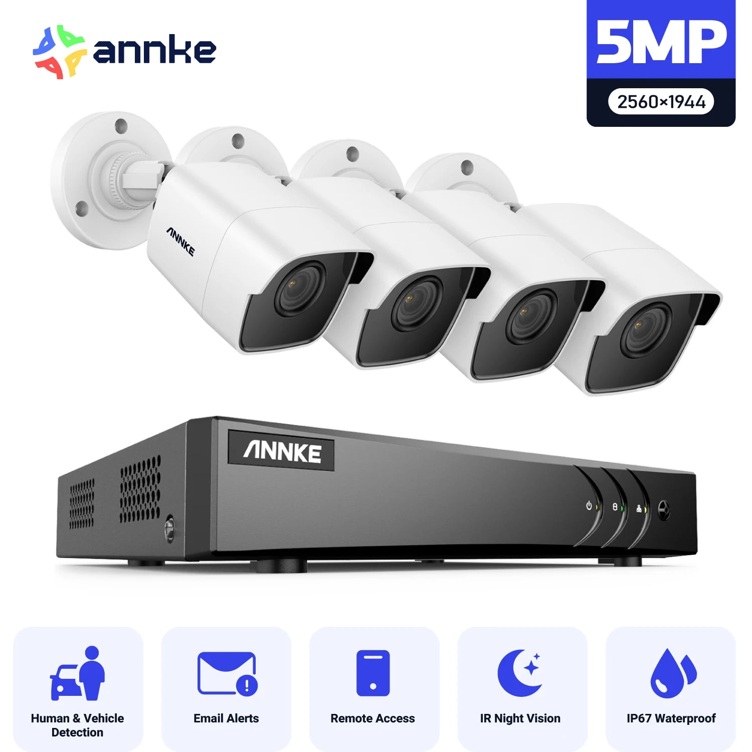 ANNKE 5MP Lite CCTV System | H.265+ DVR, Bullet Cameras, IR Night Vision