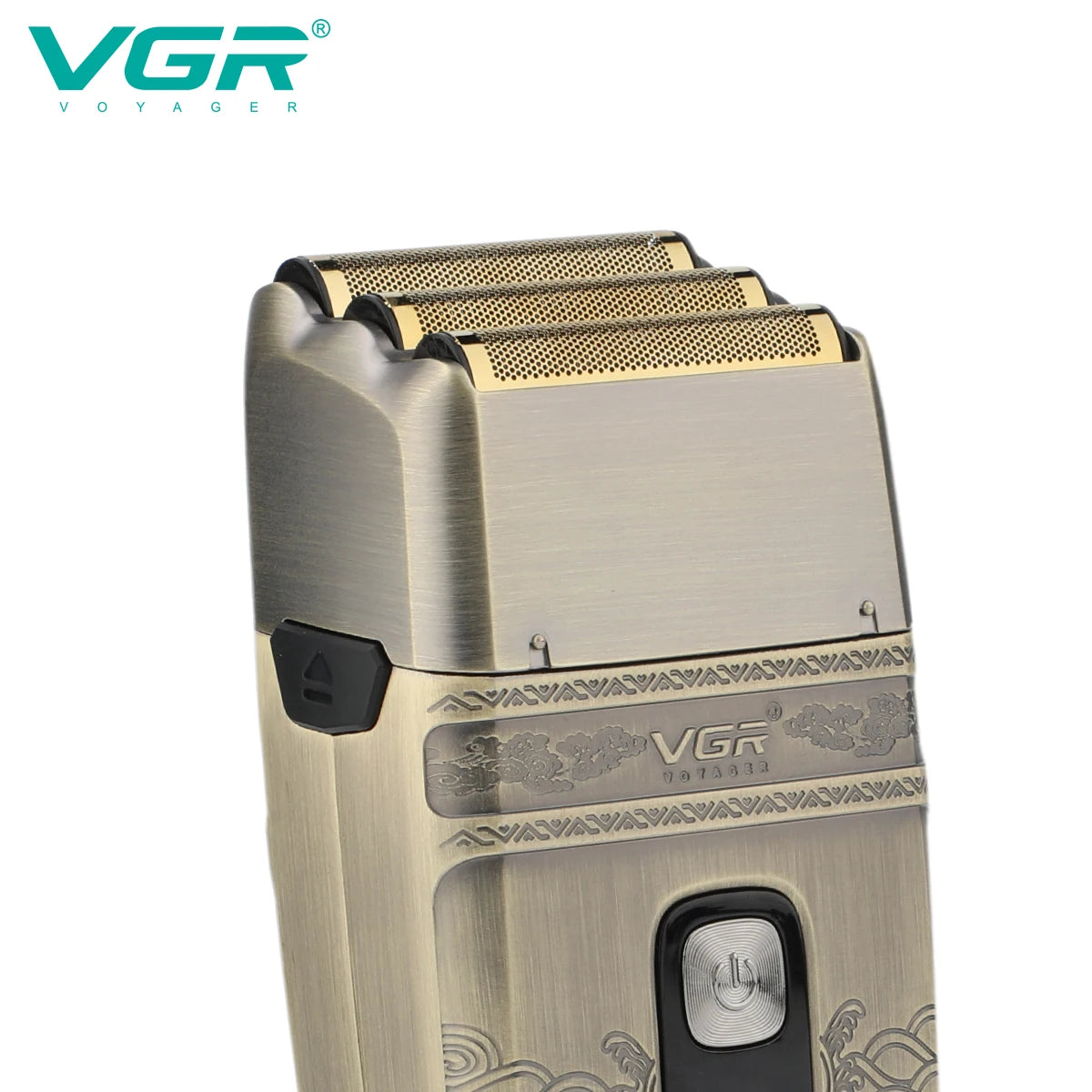 VGR Electric Shaver Professional Shaver Metal Beard Trimmer Titanium Blade Triple Foil Shaver for Bald Head LED Display V-335