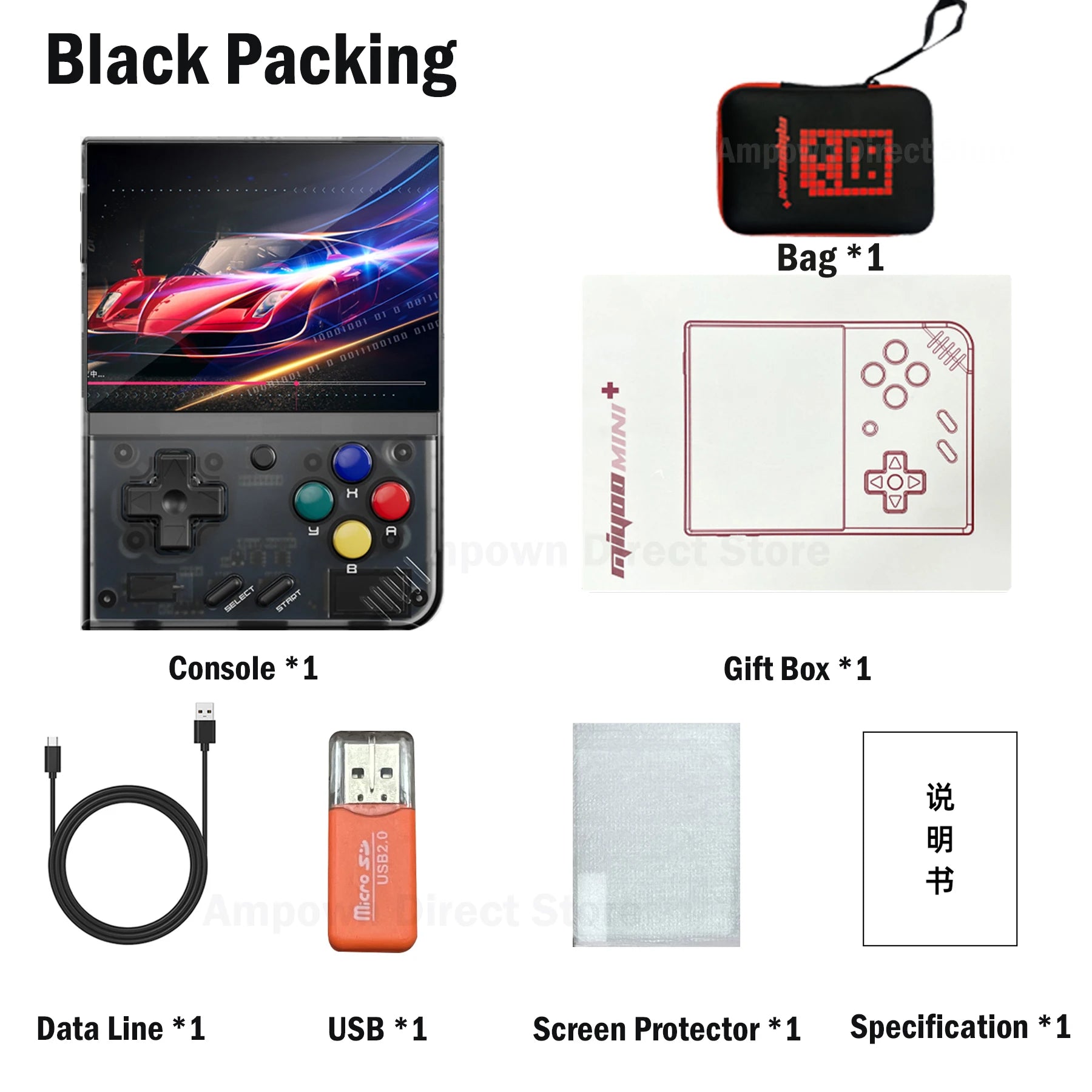 AMPOWN Miyoo Mini Plus Handheld Game Players 3.5'' IPS OCA Linux System Consoles Portable Retro Video Game Wireless Emulator - Limetastore