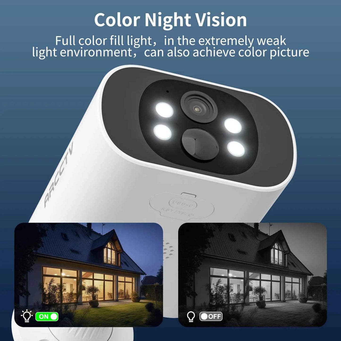 ARCCTV 2K Solar Wifi Battery Camera Kit Surveillance Security System Humanoid Detection Siren Alarm Outdoor Wireless Camera Set - Limetastore