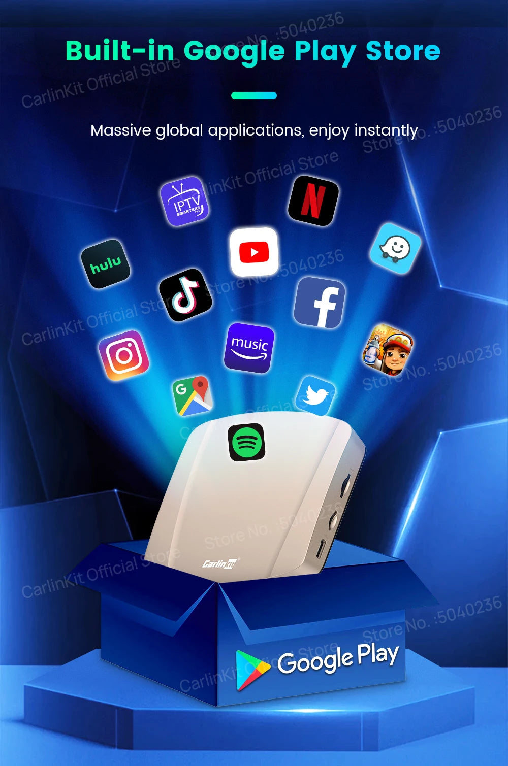CarlinKit Tbox‑Ultra Android 15 8+128GB Wireless CarPlay AI Box