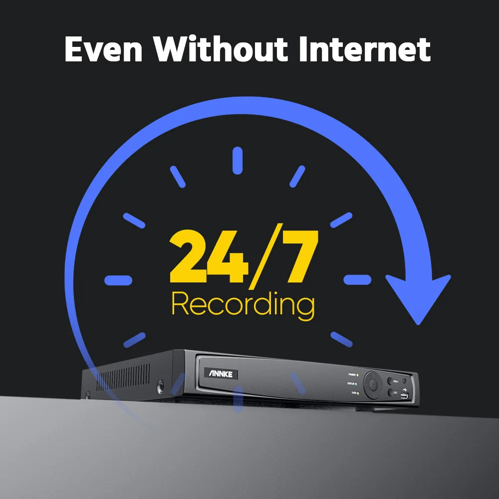 ANNKE 12MP 6K PoE CCTV System | 16CH NVR, Dual‑Light Cameras, Audio, Human & Vehicle Detection