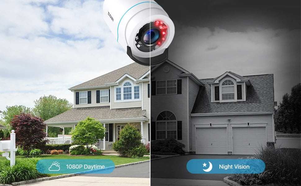 ZOSI 1080p 2MP 4‑in‑1 Security Bullet Camera – H.265, IR Night Vision, Weatherproof Outdoor