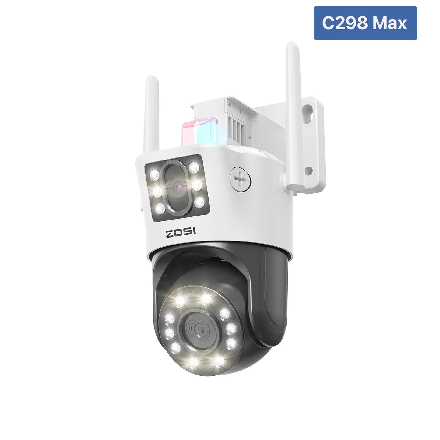ZOSI C298 Max 4K 8MP Dual‑Lens PTZ Security Camera – 2×4MP Wide‑Angle Outdoor WiFi/Wired Surveillance Cam