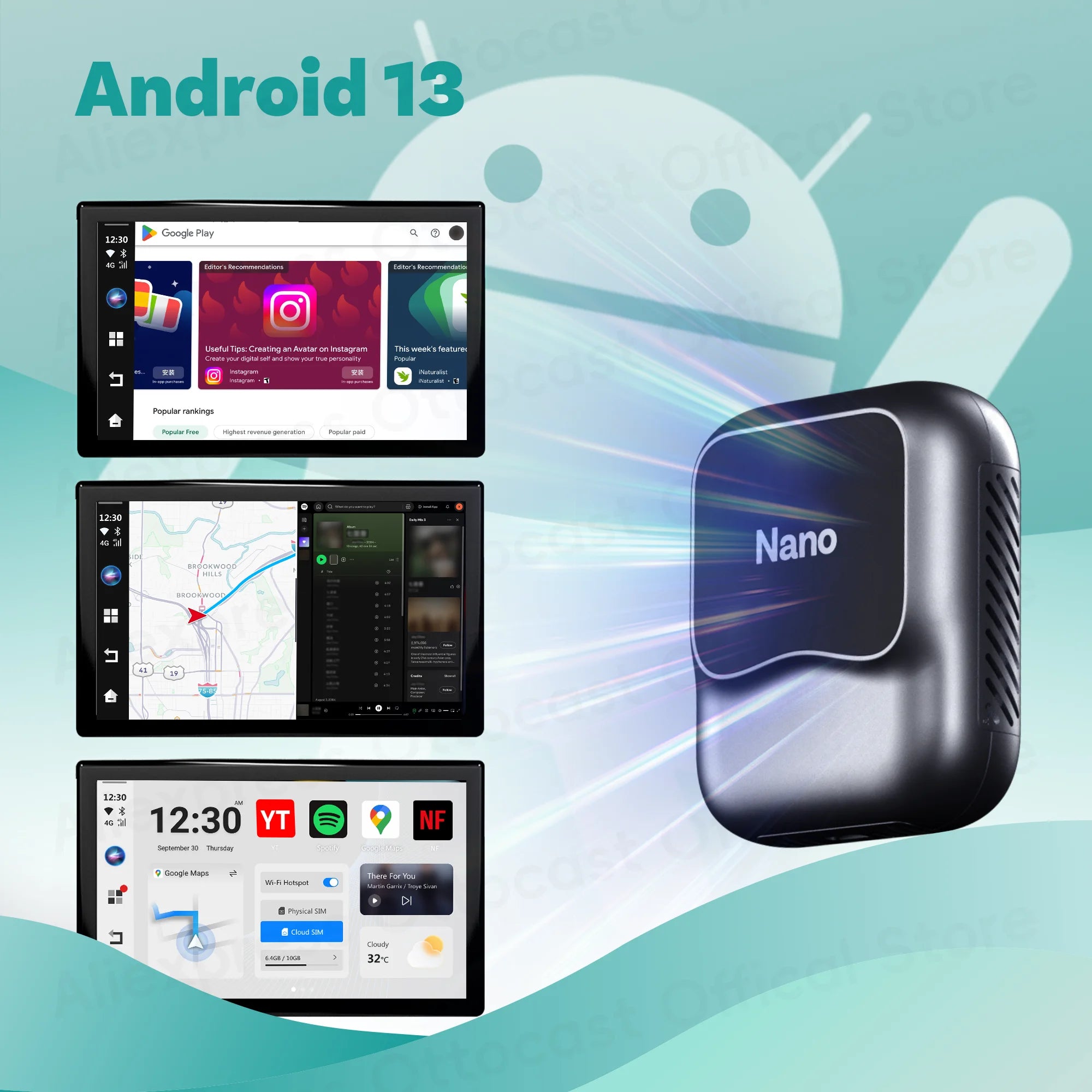 OTTOCAST Ottaibox Nano Android 13 Wireless CarPlay AI Box
