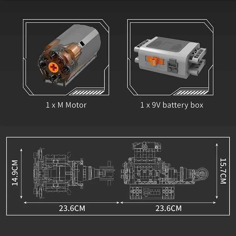 Mould King 10206 Motorized MCL Sport Car V8 Engine Building Set - Limetastore