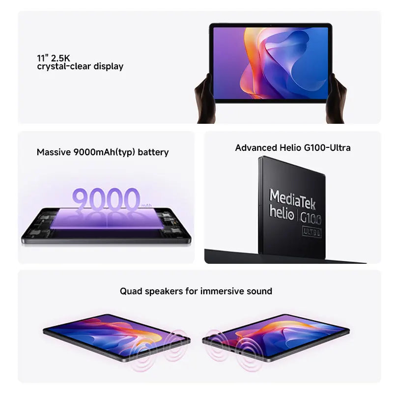 New Global version Xiaomi Redmi Pad 2 Tablet 90Hz 11" Display 9000mAh Battery MTK Helio G100-Ultra 8MP Camera Fast charging - Limetastore