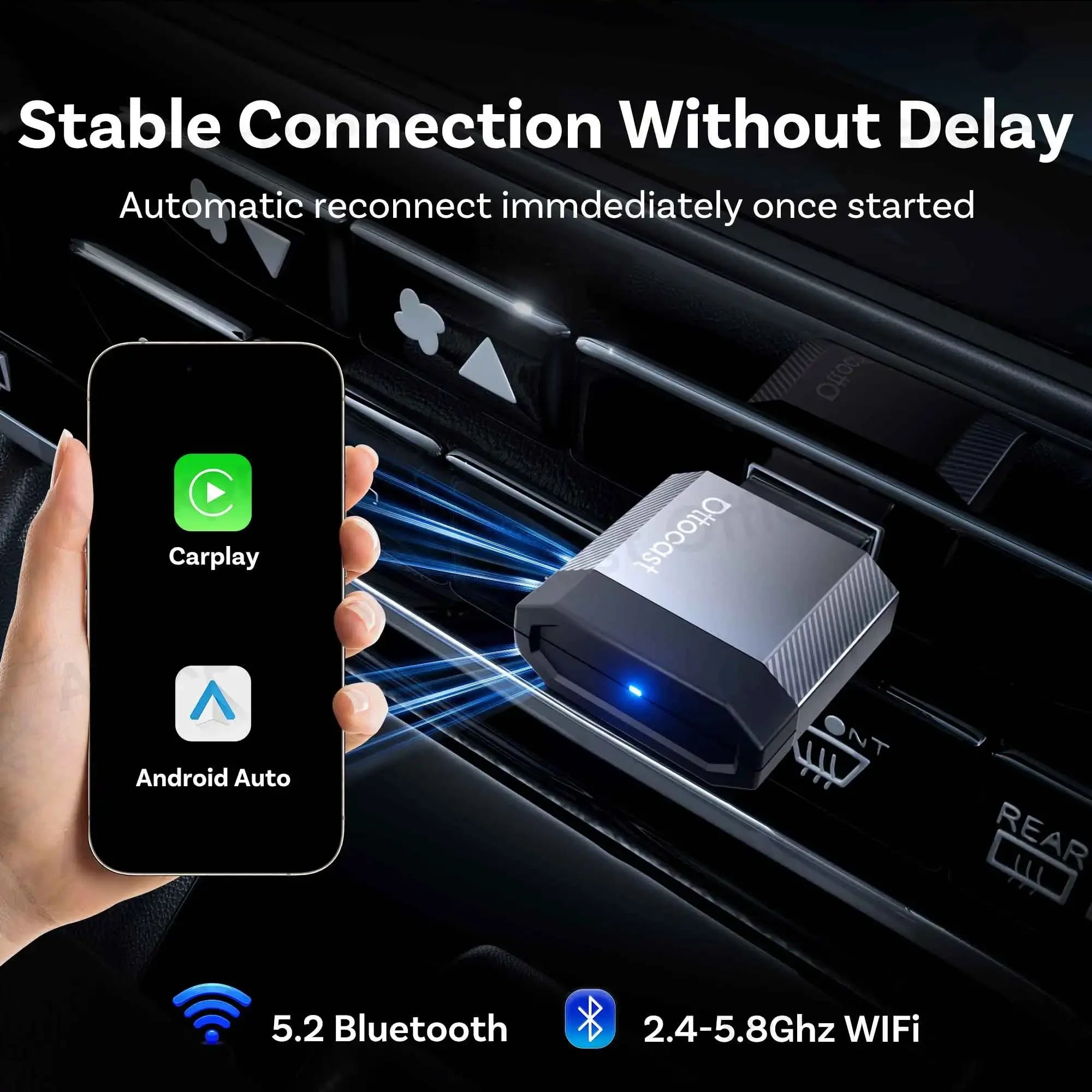 OTTOCAST Mini Nova 3.0 Wireless CarPlay & Android Auto Adapter