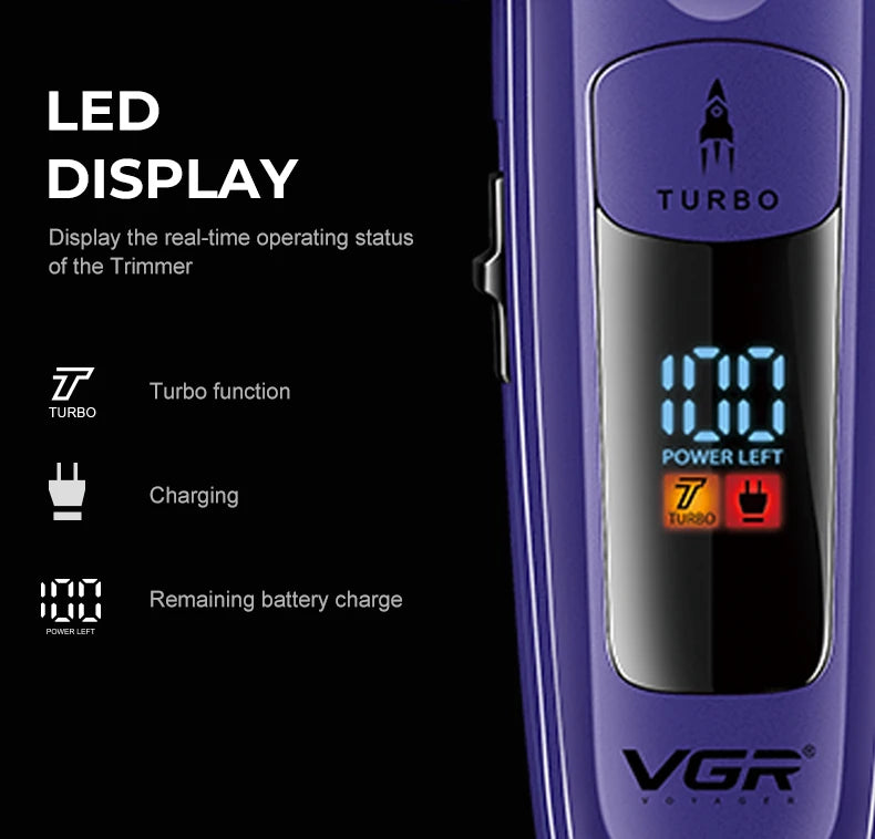 VGR Hair Trimmer Professional Hair Cutting Machine Cordless Hair Clipper Barber Adjustable Haircut LED Trimmer for Men V-274