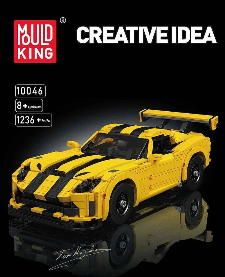 Mould King 10046 Yellow Sport Racing Car — MOC‑120125 Technical Building Block Set - Limetastore