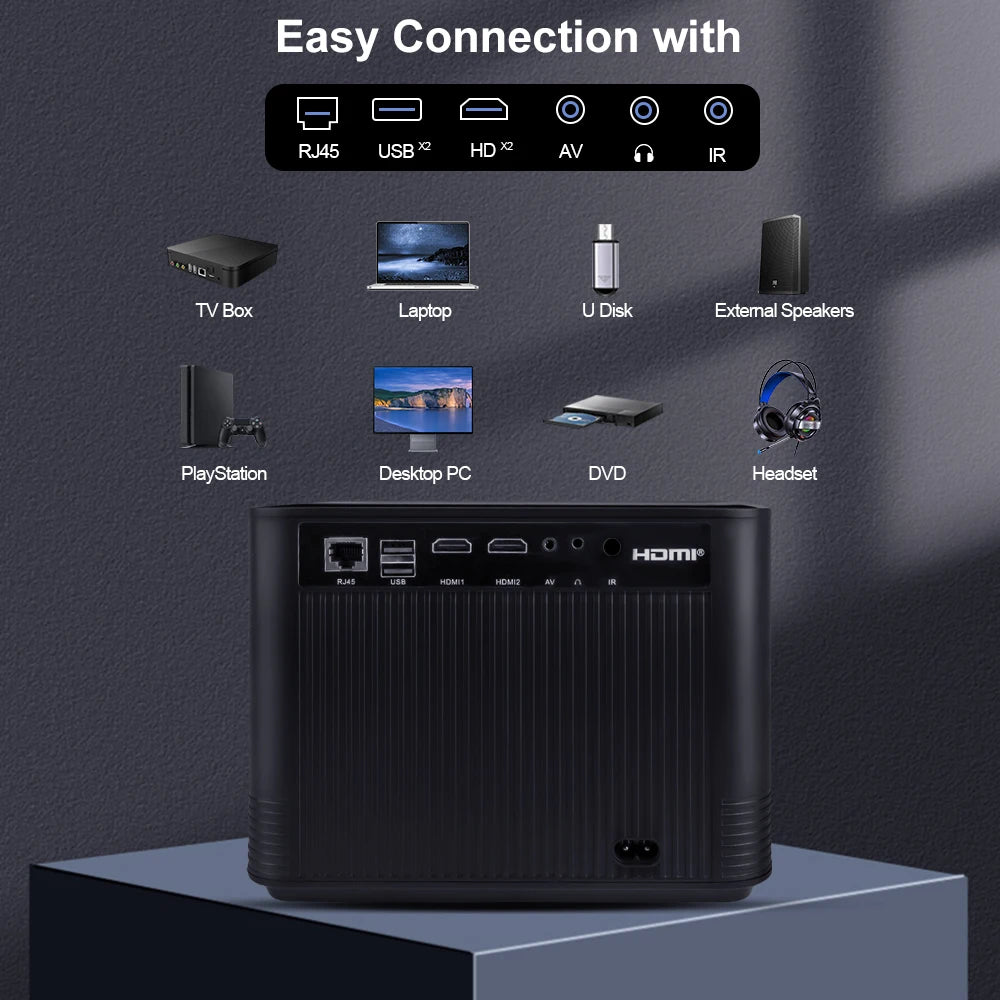 ThundeaL TDA5 Pametni Full HD projektor – naravna 1080P, podpora za 4K, Android OS, 5G WiFi in Bluetooth